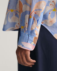 Regular Fit Baumwoll Seiden Bluse mit Blumen-Print