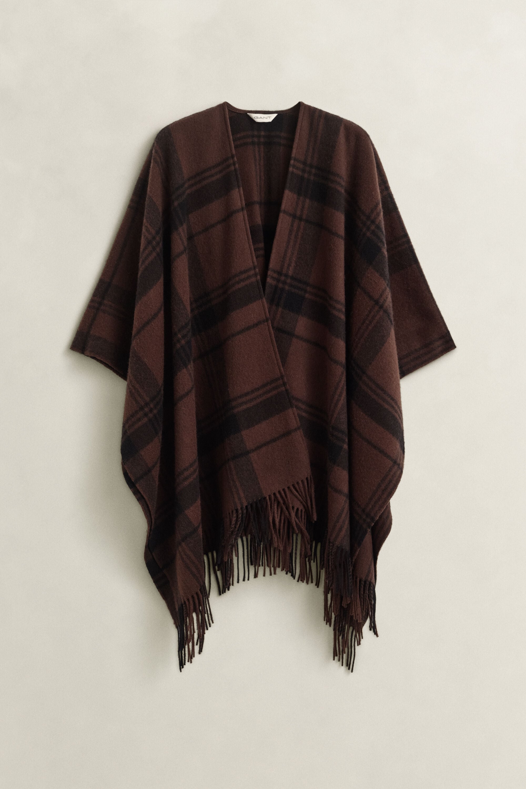 Checked Wool Poncho