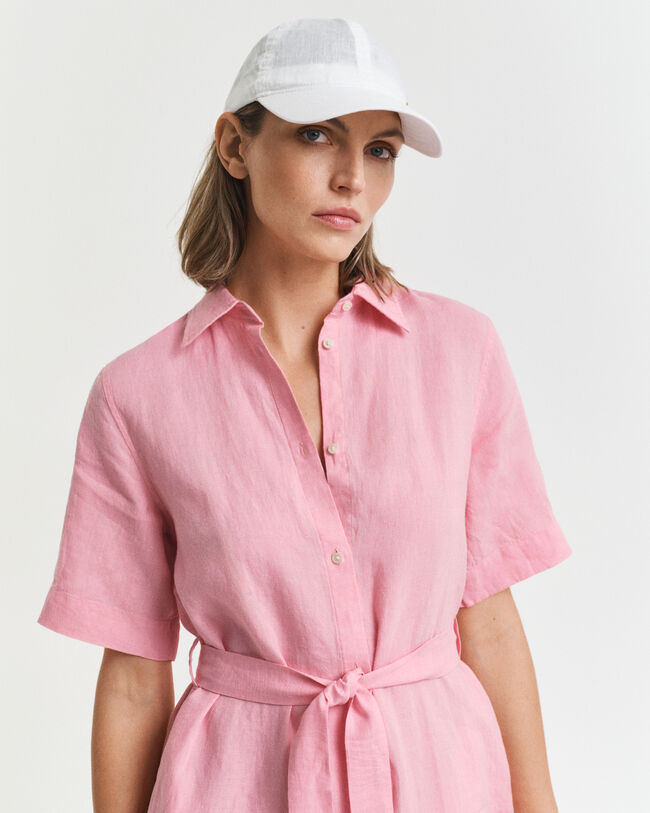 Kurz&auml;rmeliges Hemdblusenkleid aus Leinen