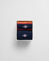 2er-Pack Gestreifte Shield Rugger Socken in Geschenkbox