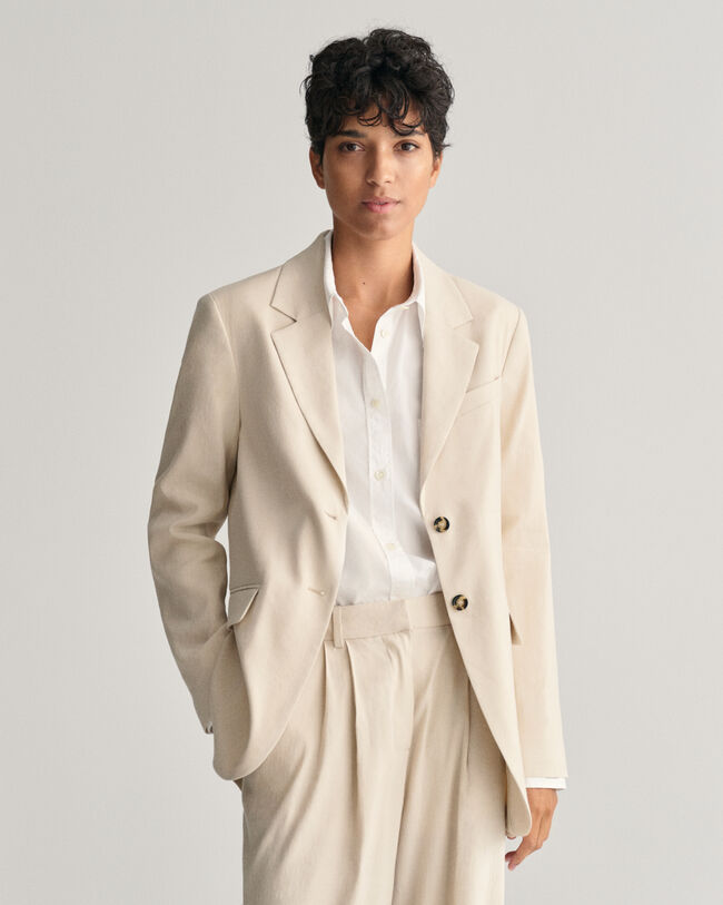 Regular Fit Stretch Leinen Blazer