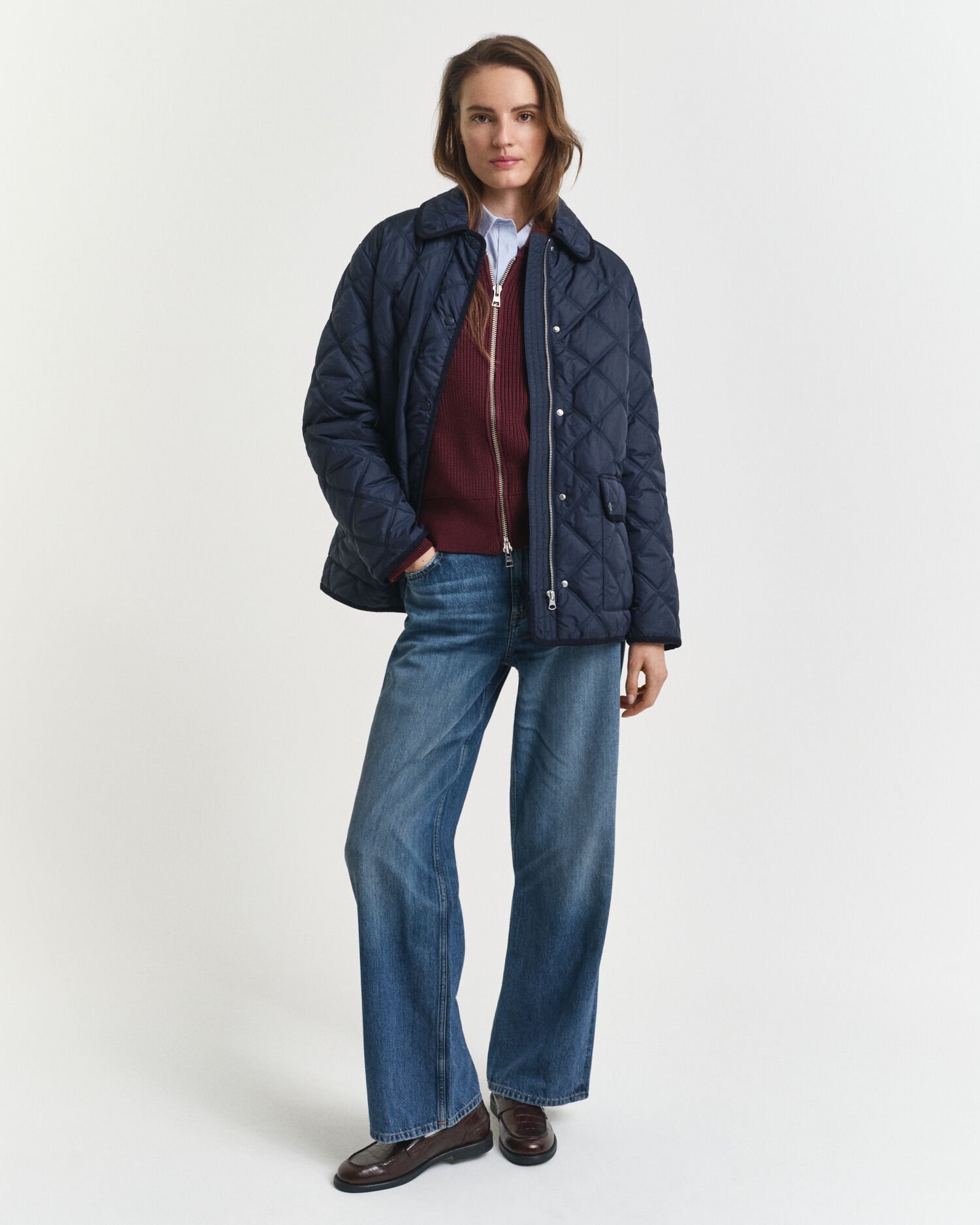 Steppjacke mit Cordbesatz