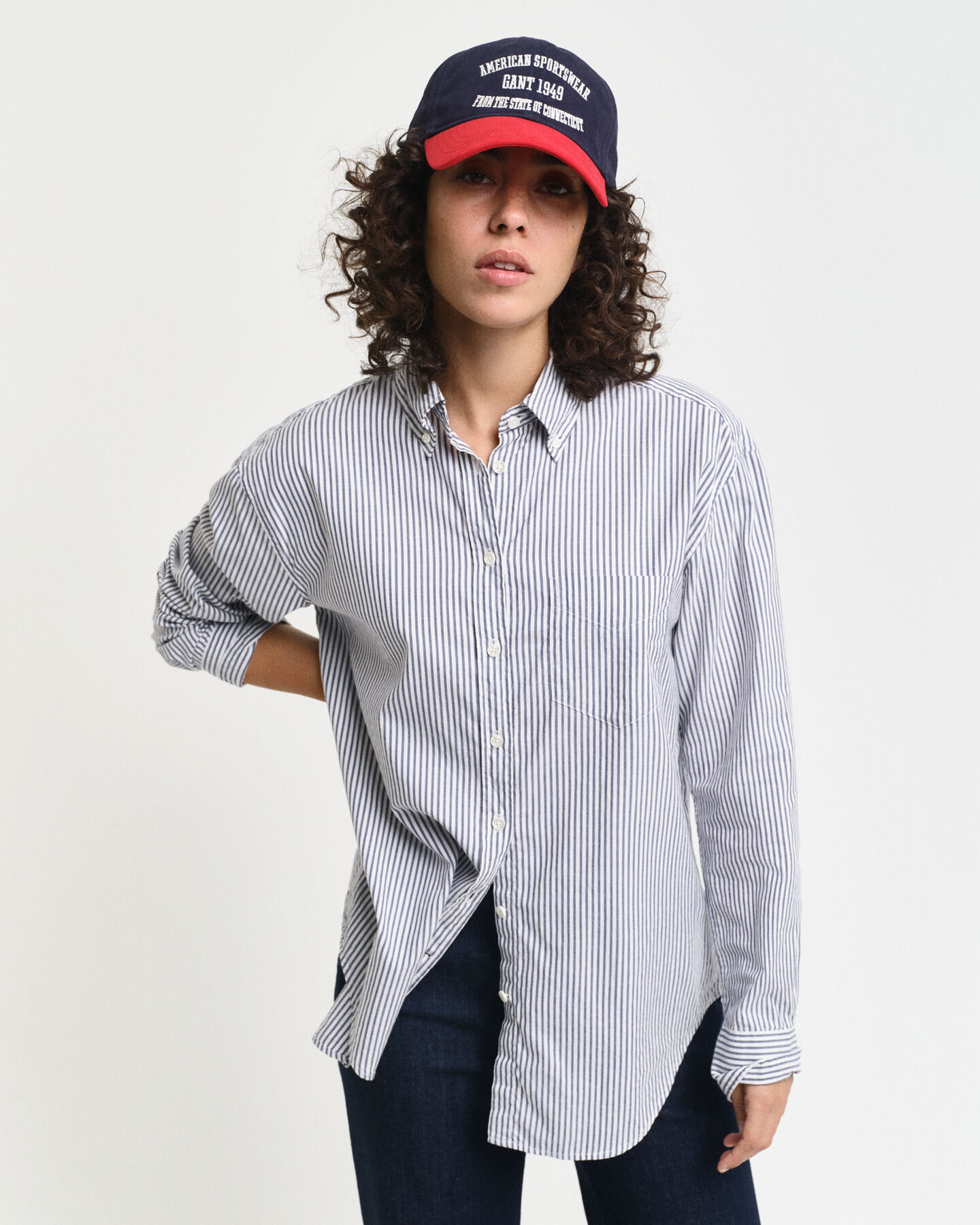Gestreifte Relaxed Fit Luxury Oxford-Bluse