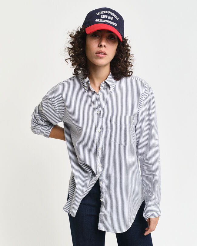 Gestreifte Relaxed Fit Luxury Oxford-Bluse