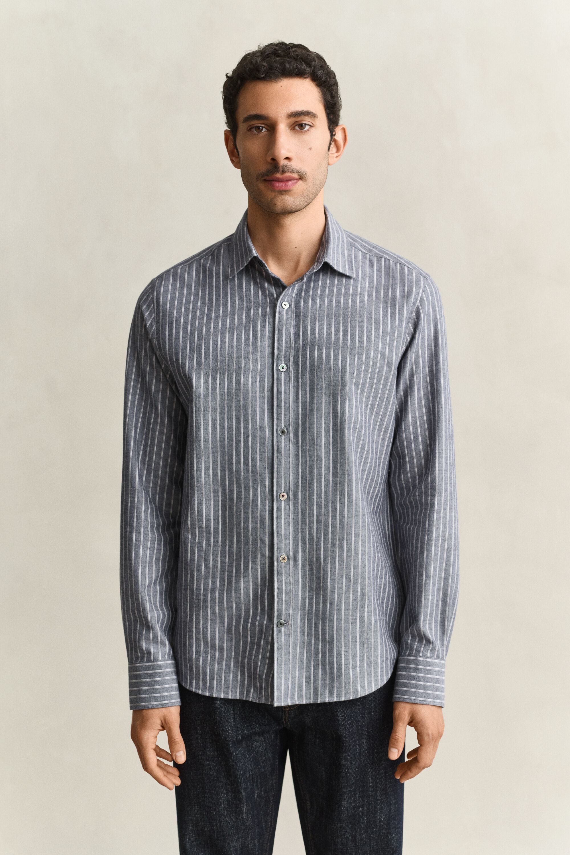 Camicia in flanella mélange a righe