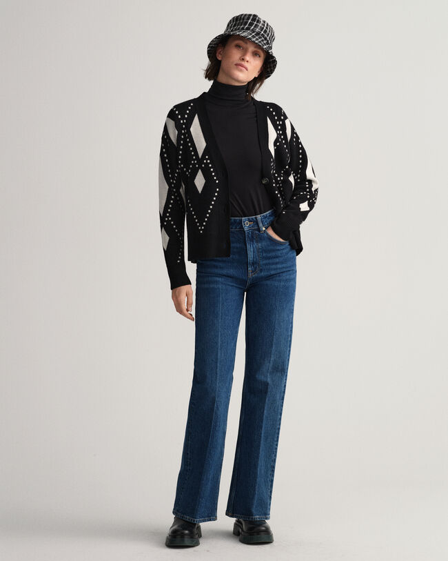 Argyle V-Neck Strickjacke