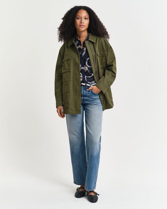 Regular Fit Sailing Print Bluse aus Baumwolle und Seide