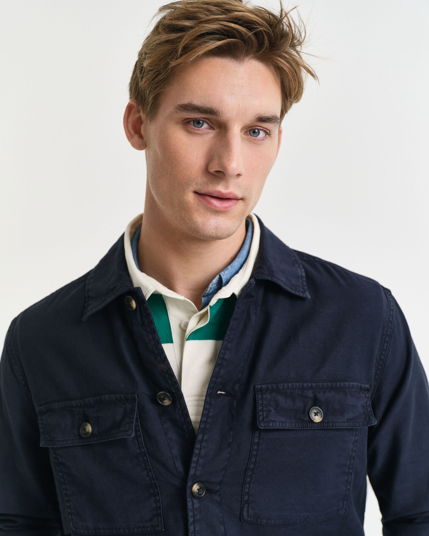 Regular Fit Hemdjacke aus Baumwolle und Leinen