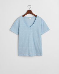 Leinen T-Shirt mit V-Ausschnitt