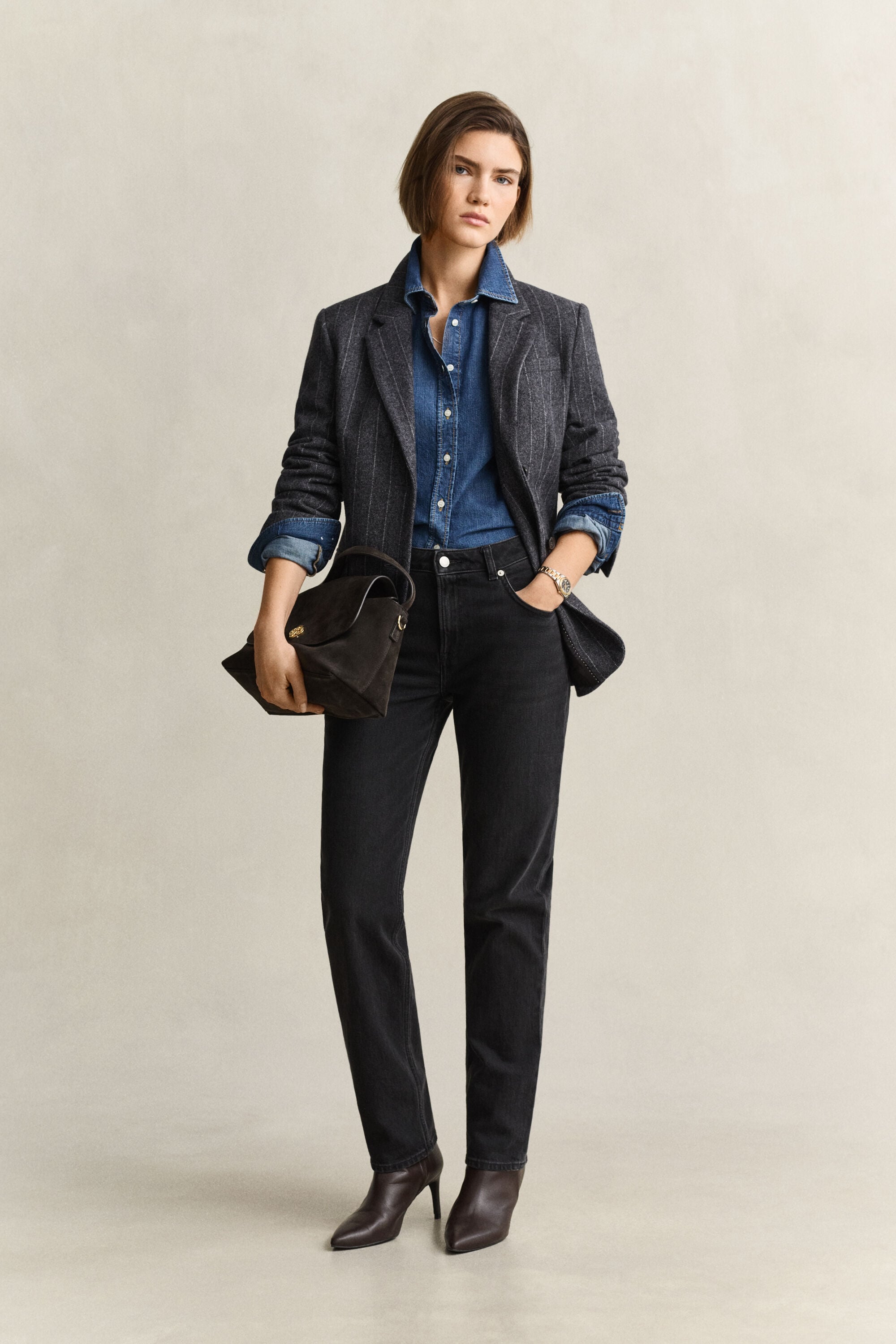 Pinstriped Hourglass Blazer