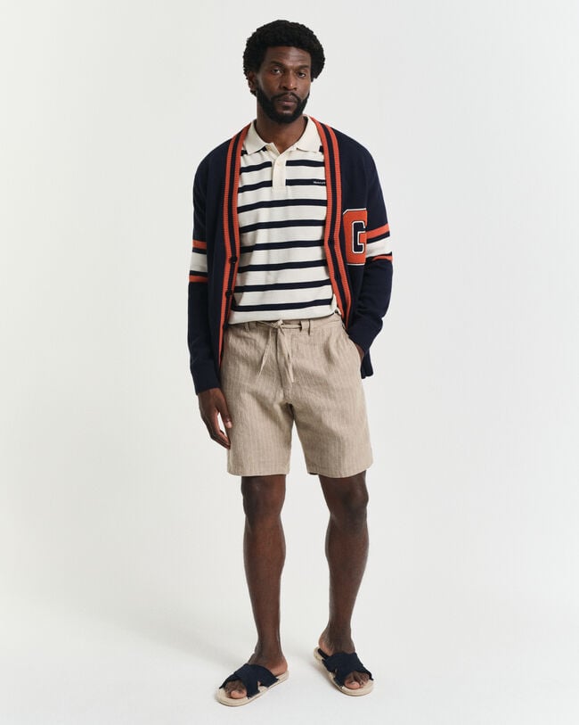 Regular Fit Pinstripe Leinen Shorts