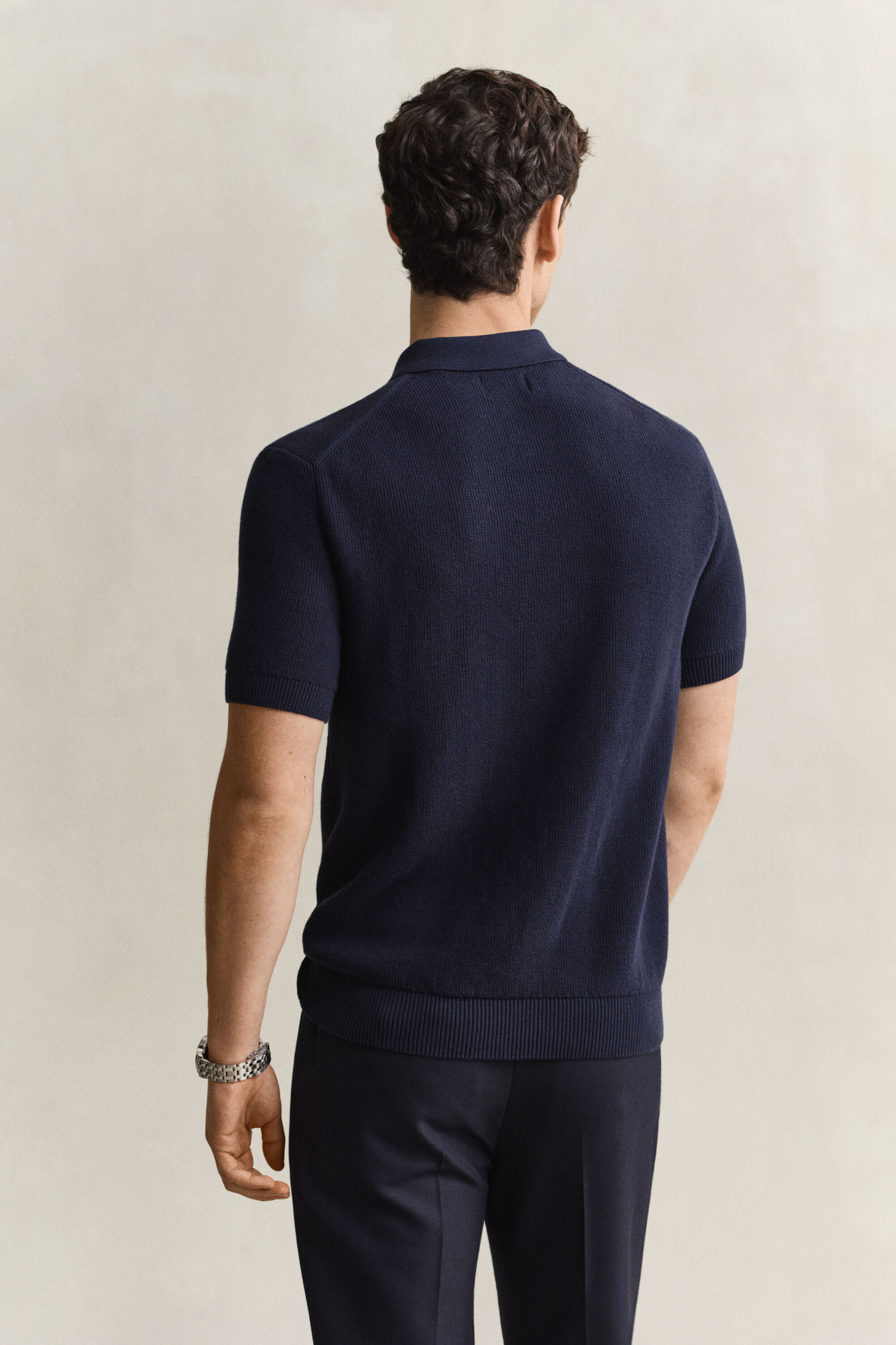 Gerippter Polopullover aus Baumwolle