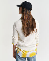 Rundhalspullover aus strukturierter Baumwolle