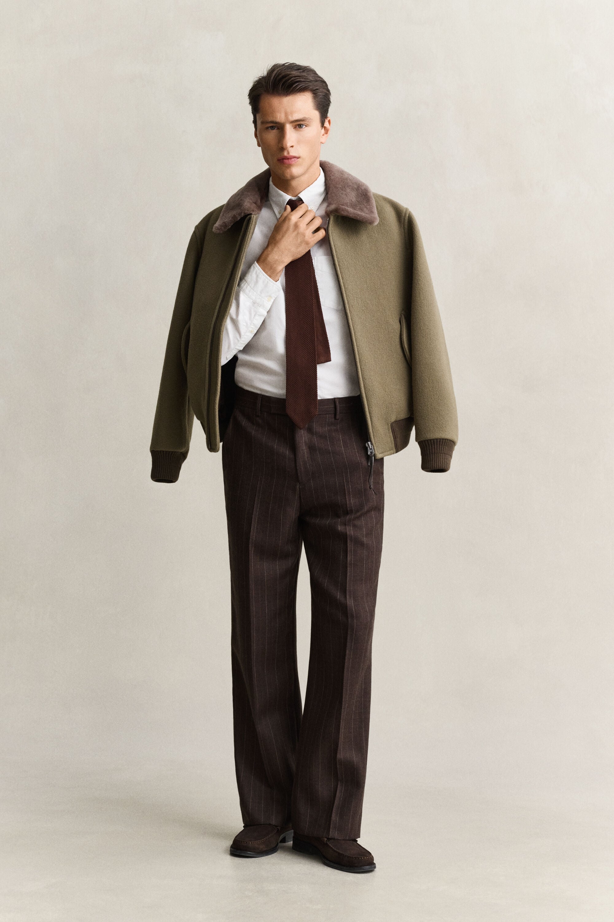Wool Shearling Aviator Jacket