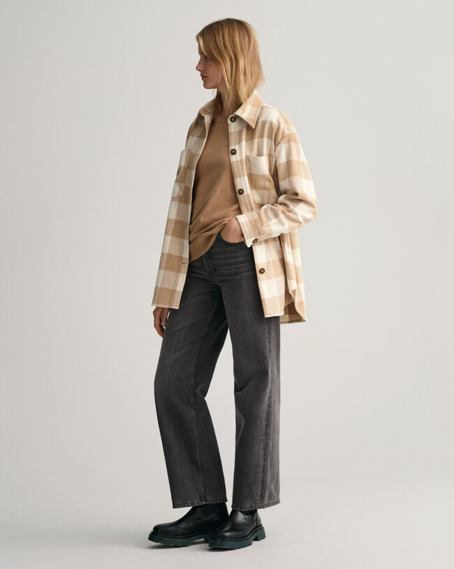 Relaxed Fit Oxford-Hemdjacke mit Karomuster