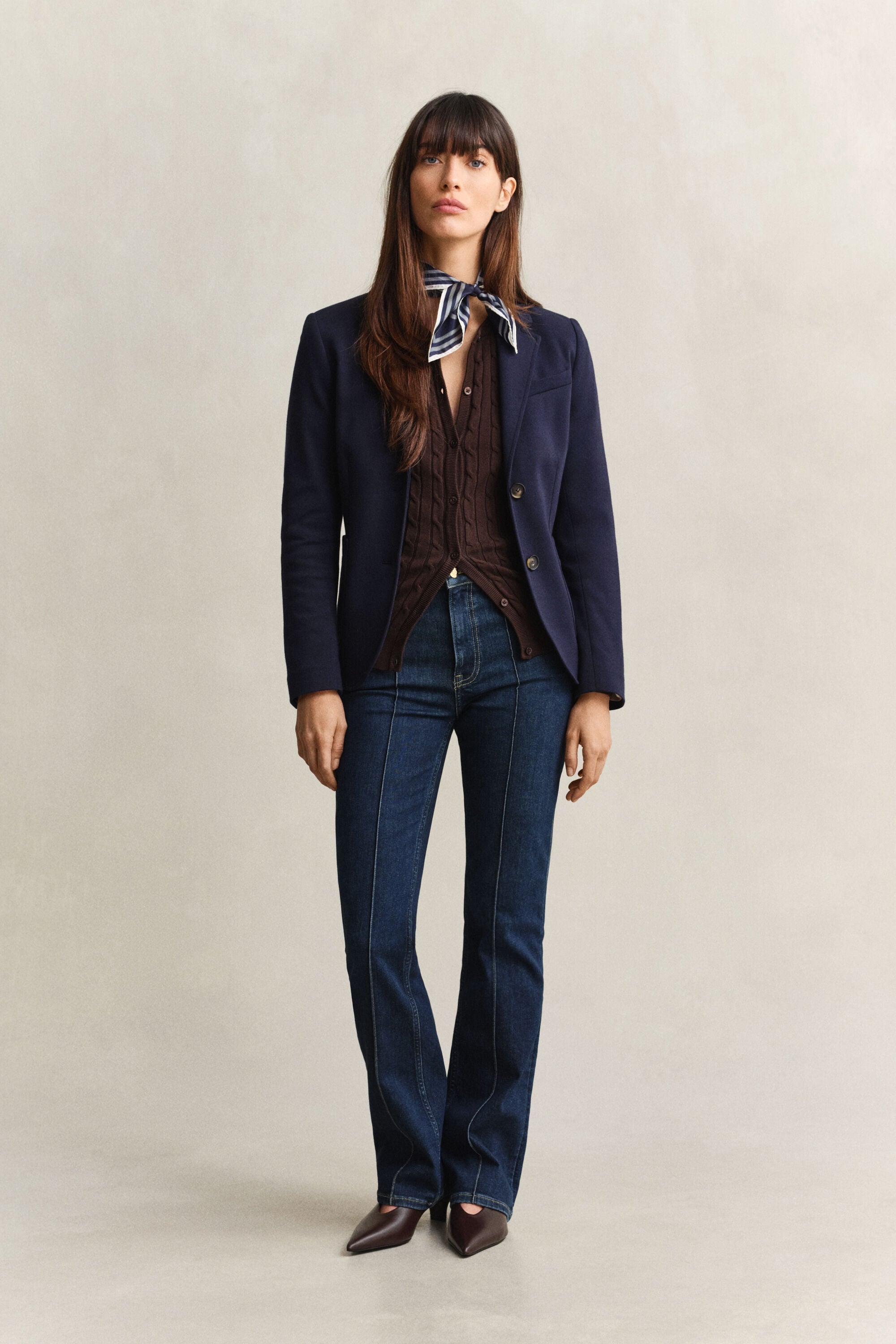 Stretch Cotton Cable Knit Cardigan