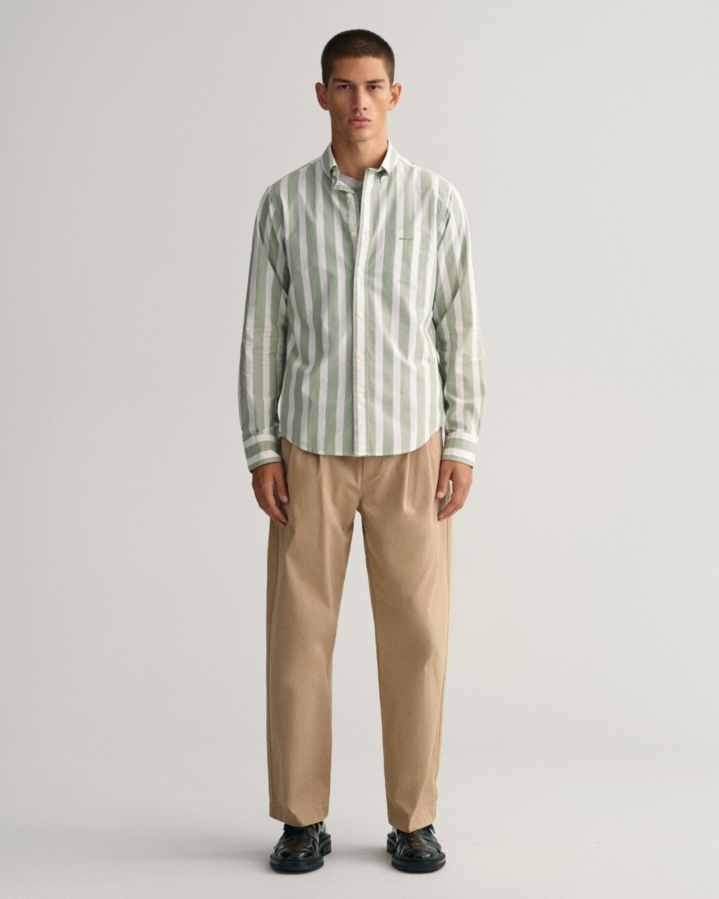 Regular Fit Broadcloth Hemd mit breiten Streifen