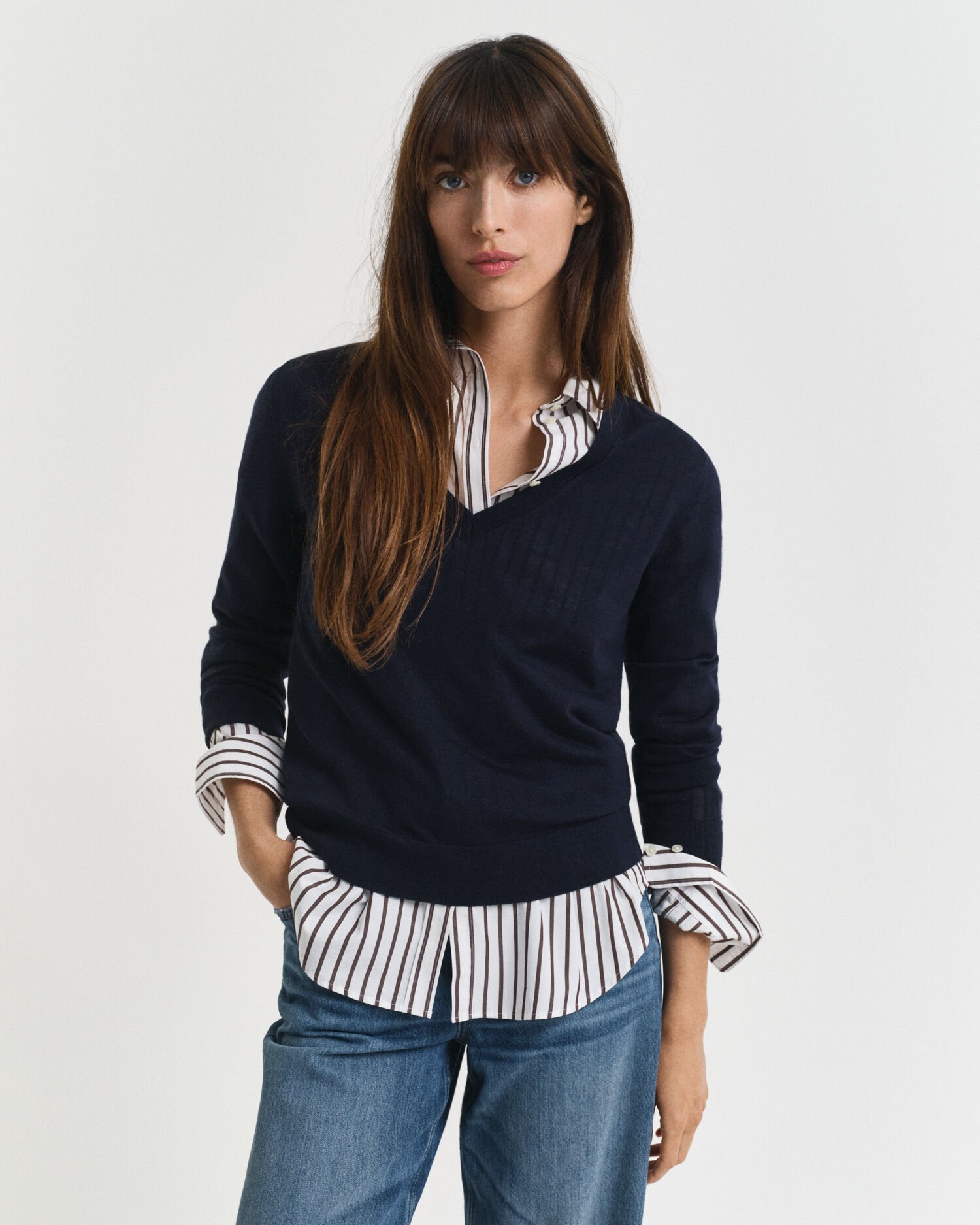 V-Neck Pullover aus extra feiner Merinowolle