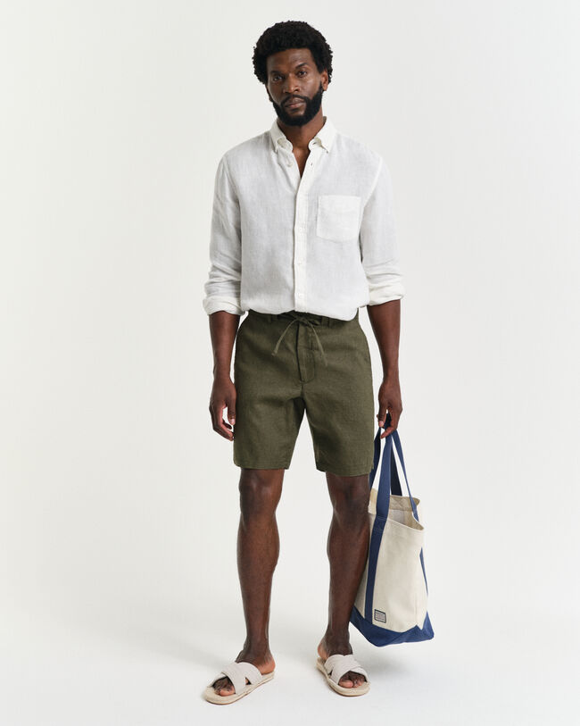 Relaxed Fit Leinen Shorts mit Kordelzug
