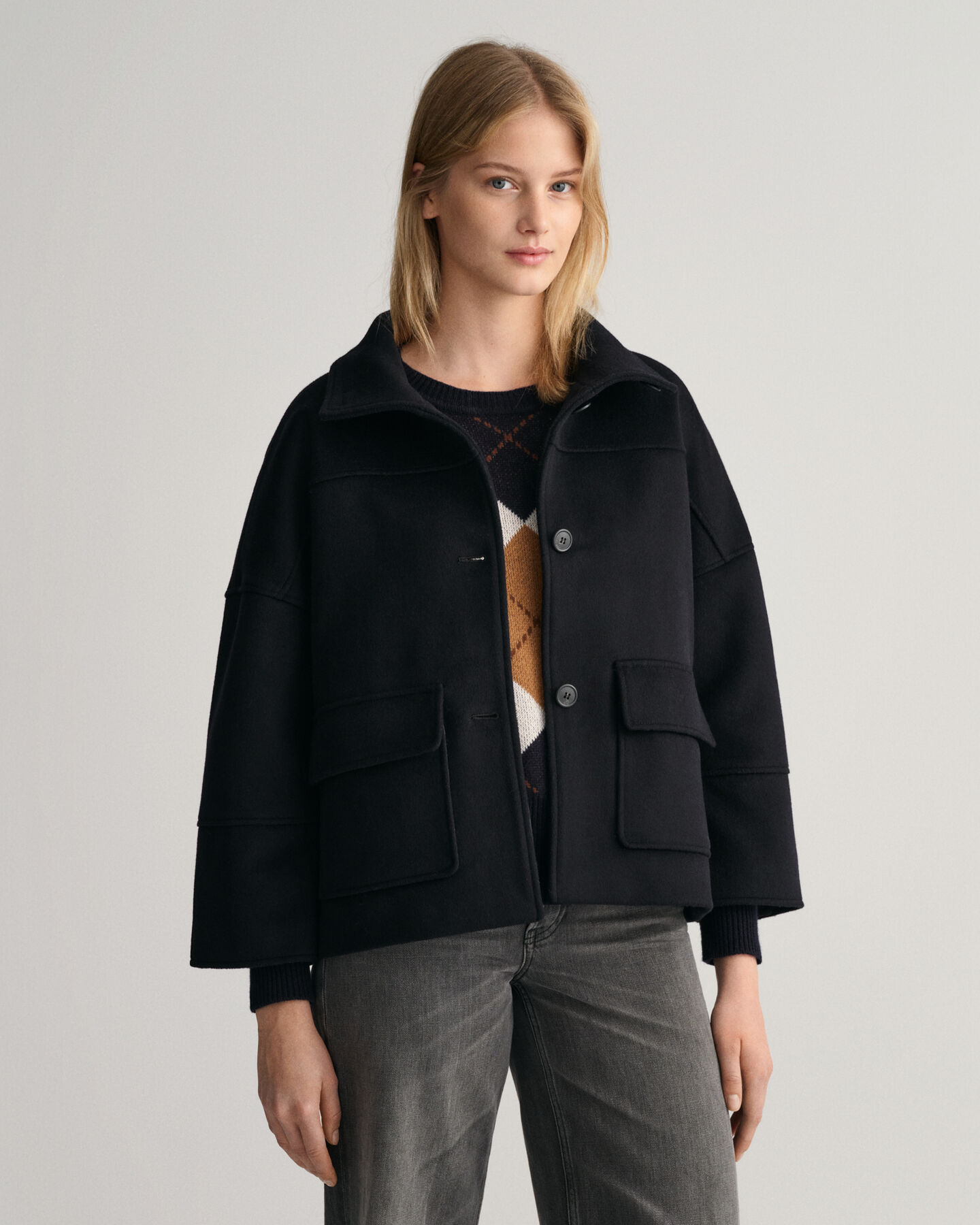 Cropped Jacke aus Wollmischung