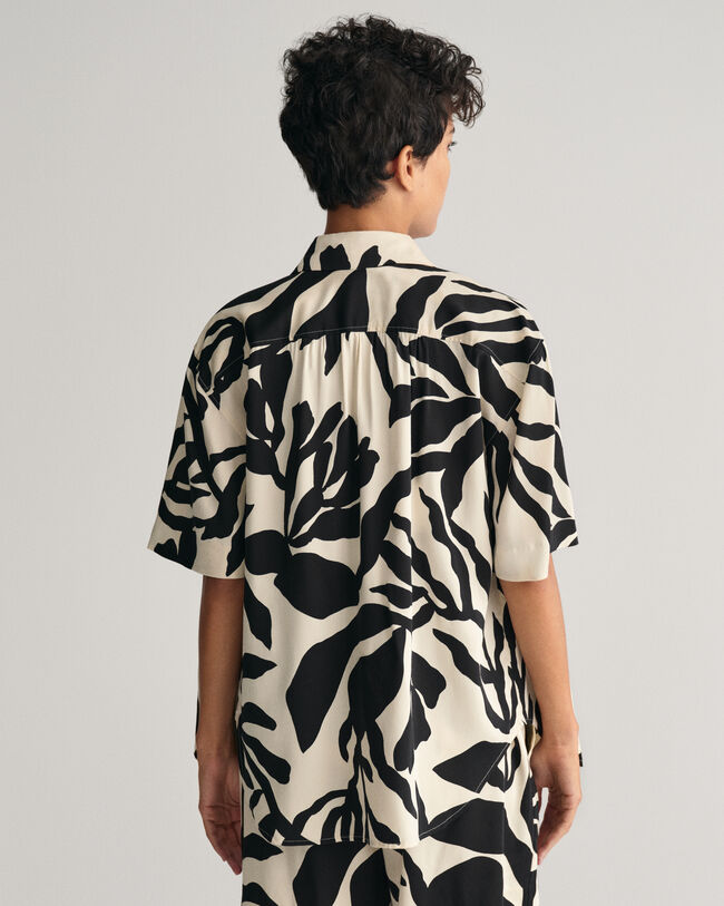 Relaxed Fit Palm Print Kurzarmbluse