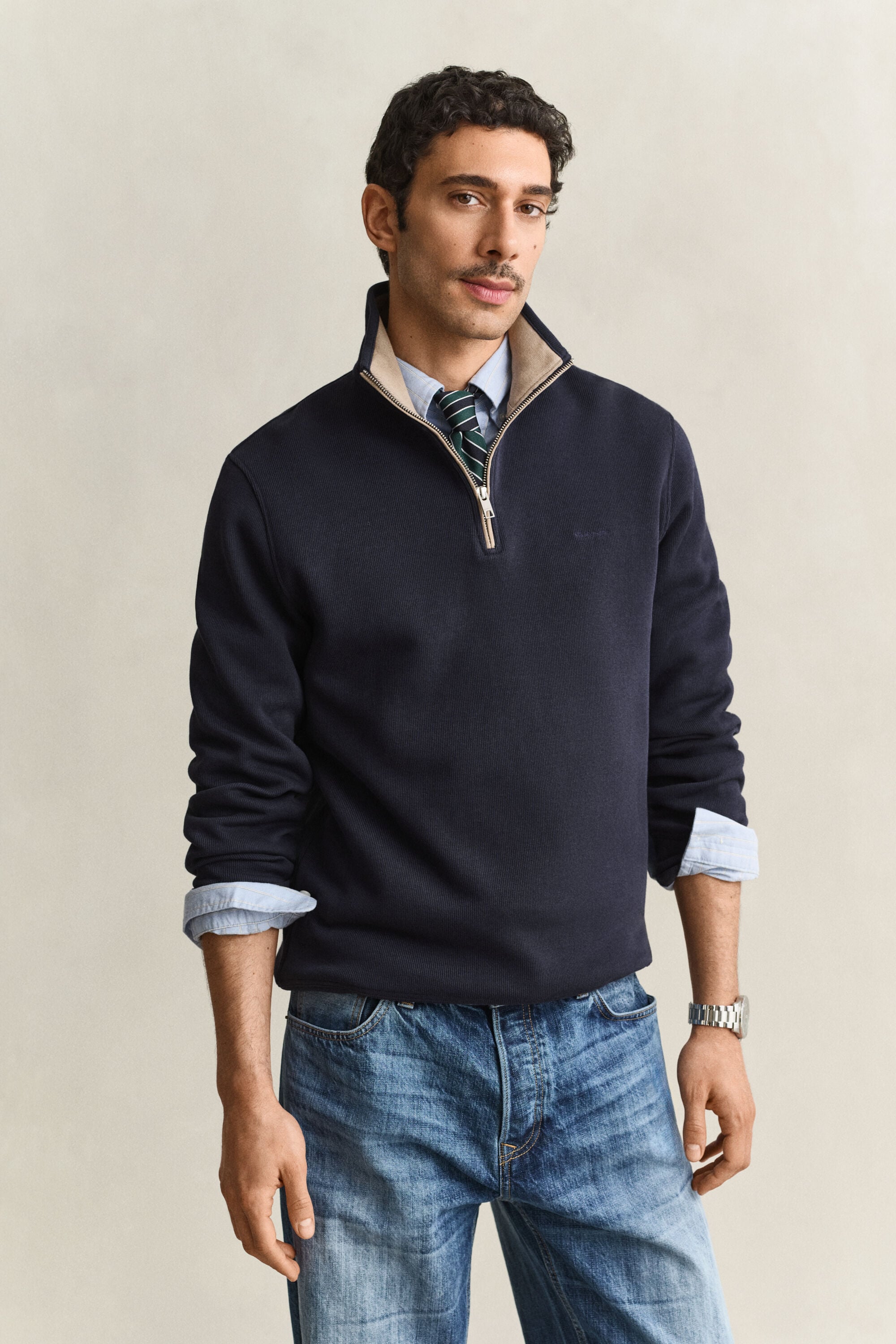 Sacker Rib Sweatshirt mit Reißverschlusskragen