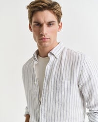Regular Fit Leinen Hemd mit Streifen