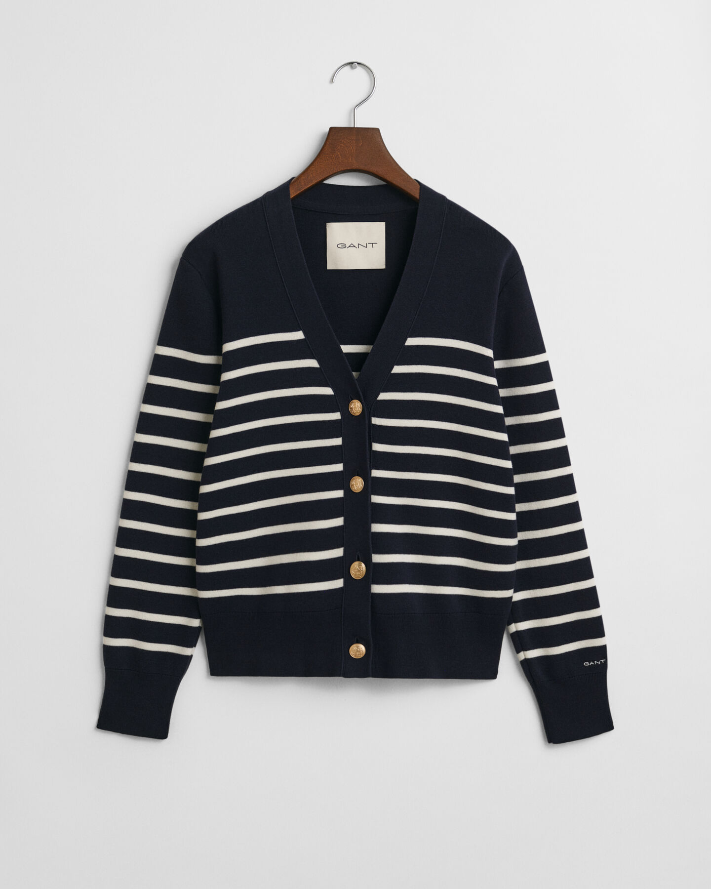 Baumwoll-Strickjacke mit Streifen