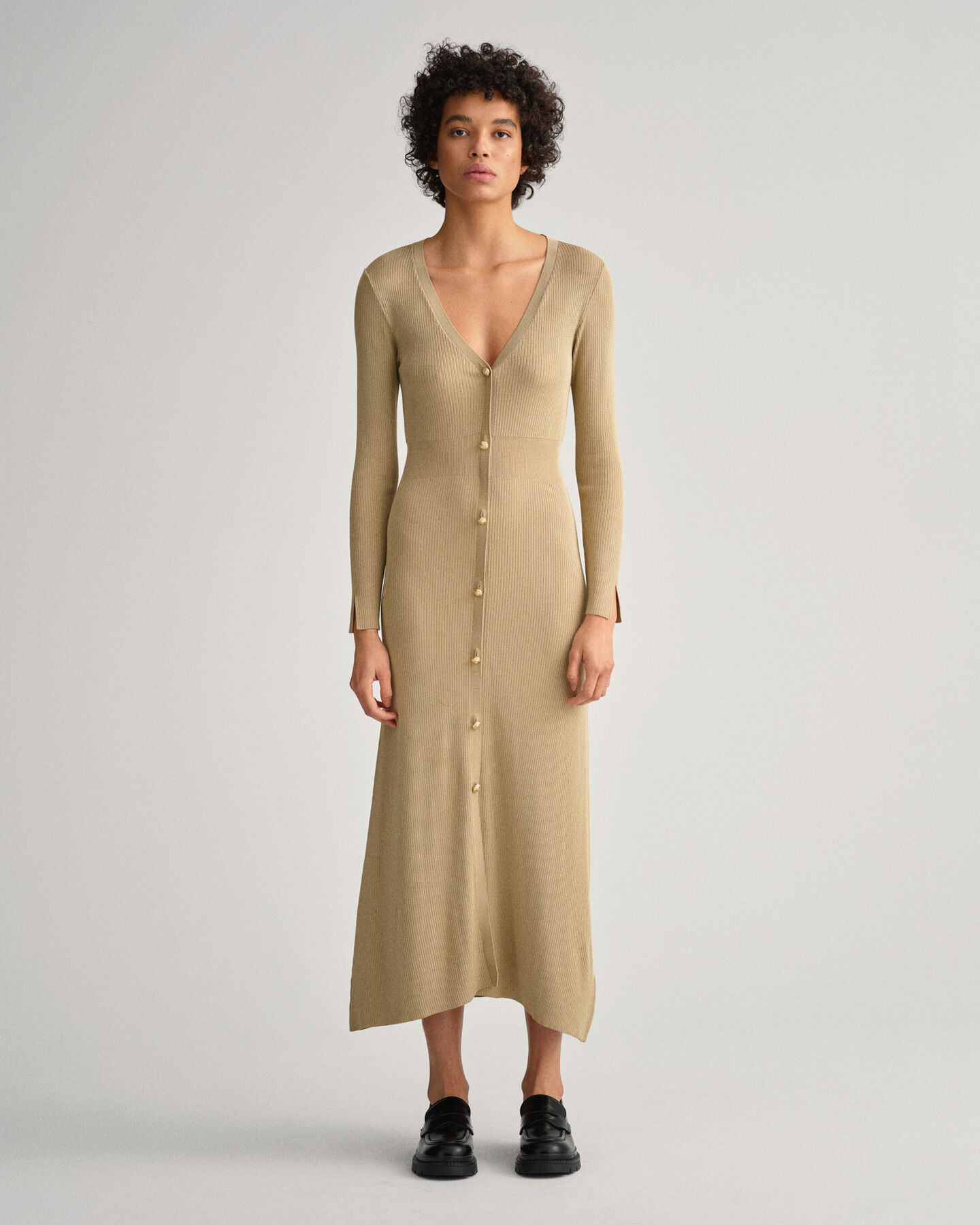 Geripptes Cardigan-Kleid