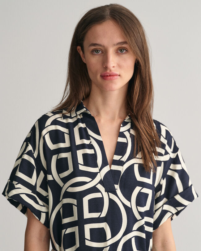 Monogram Kurzarm-Kaftan mit Print
