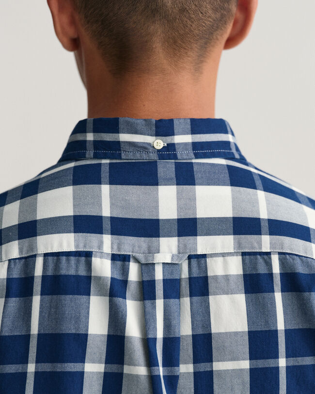 Regular Fit Indigo Tartan Hemd aus Twill