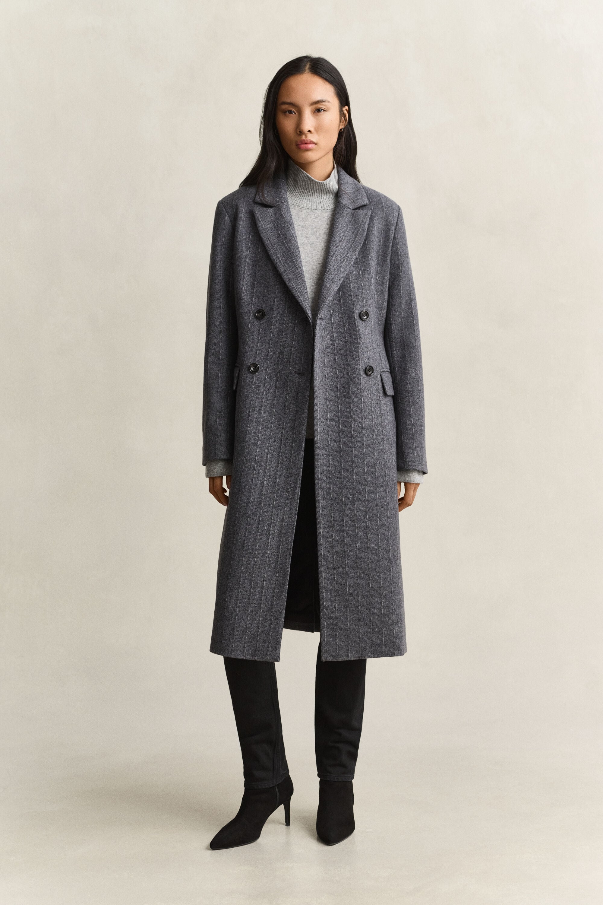 Cappotto misto lana a righe