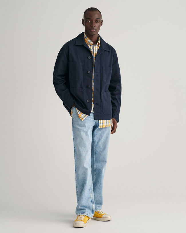 Regular Fit Baumwoll Leinen Hemd mit Karomuster