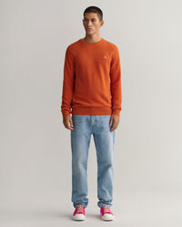 Rundhalspullover aus Baumwoll-Piqu&eacute;