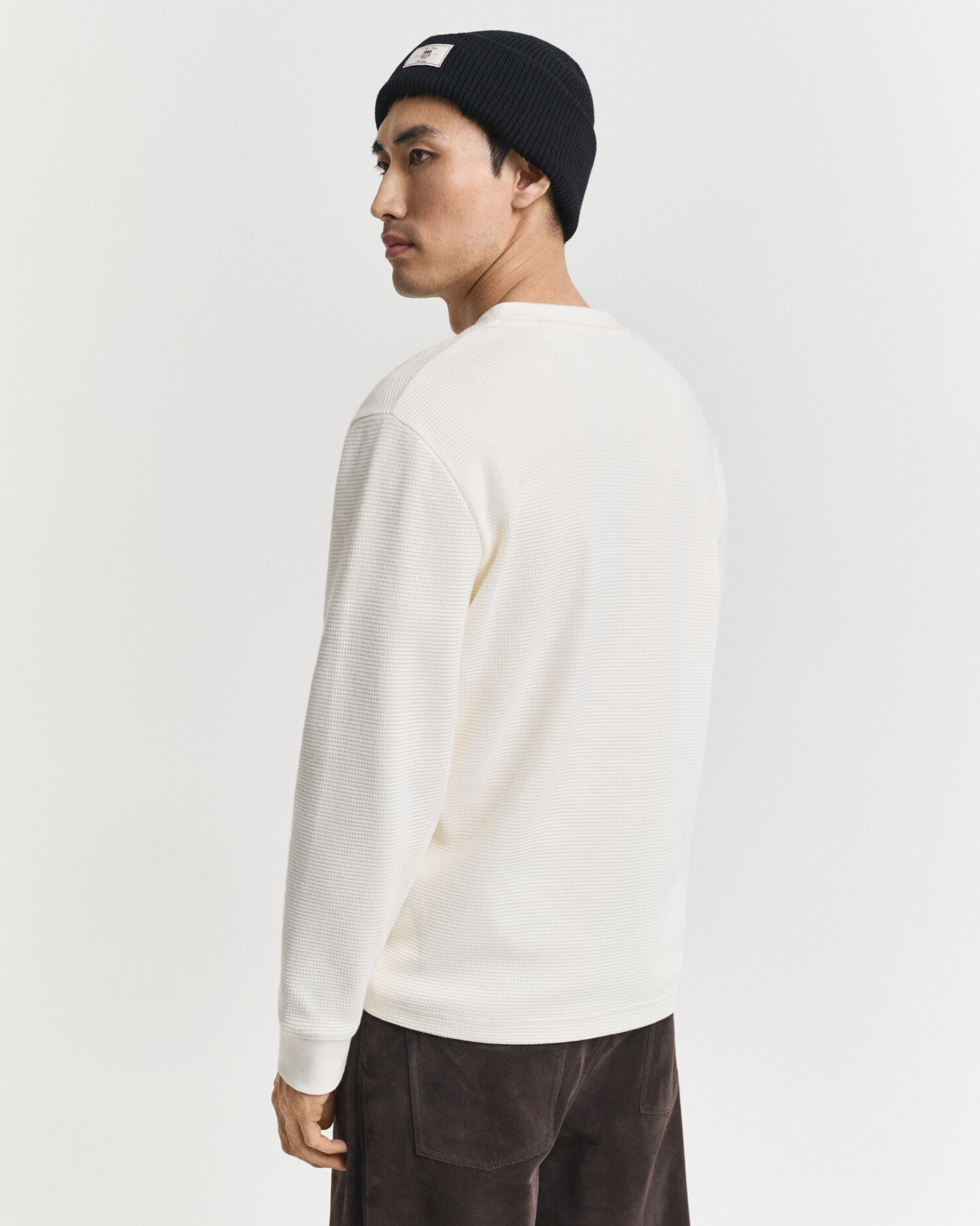 Waffle Textured Long Sleeve Henley T-Shirt