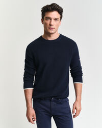 Gerippter Rundhalspullover aus Baumwolle