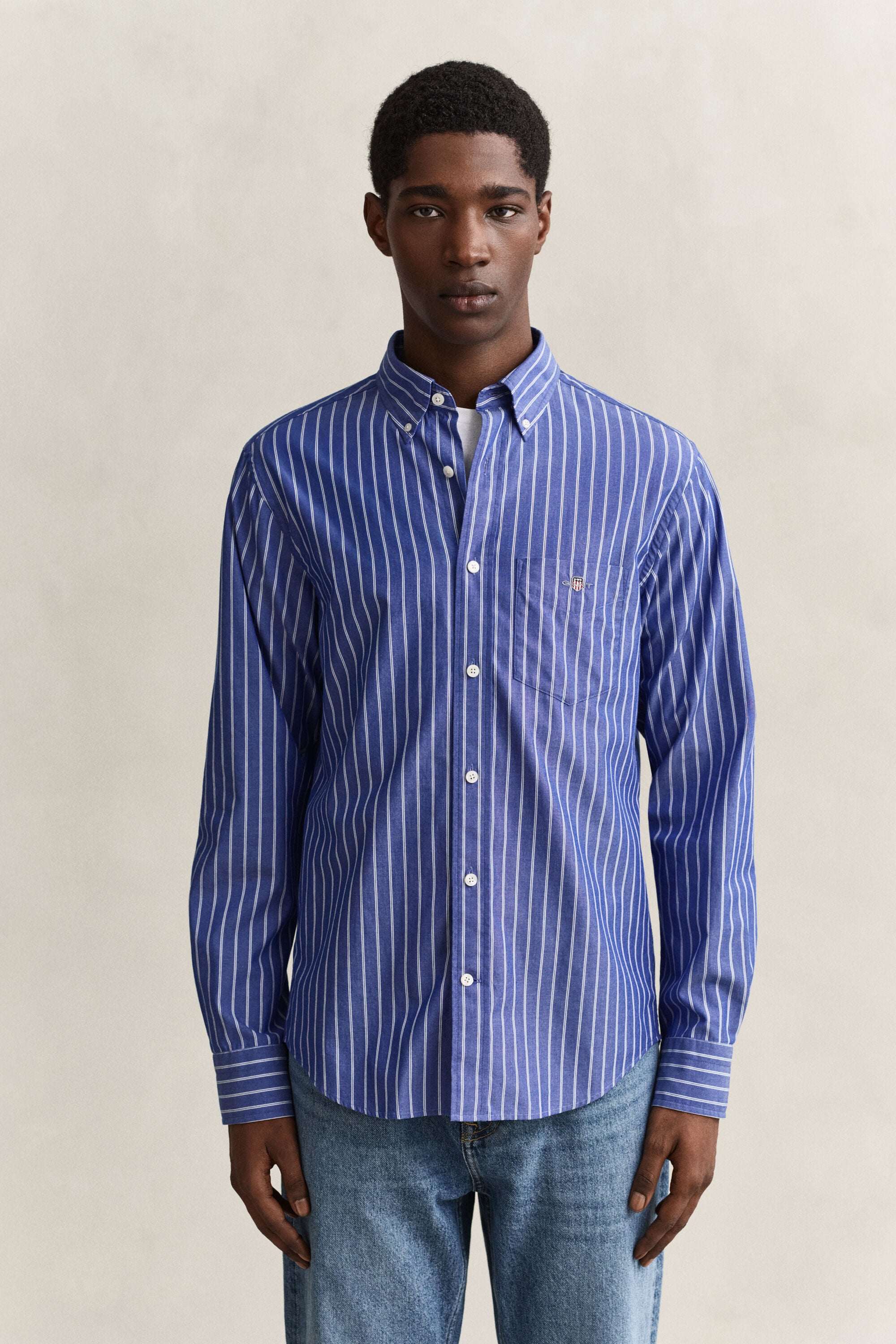 Camicia classica in popeline a righe