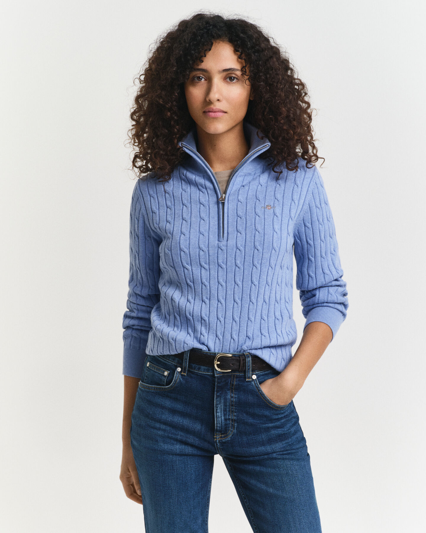 Zopfstrick-Troyer aus Stretch-Baumwolle