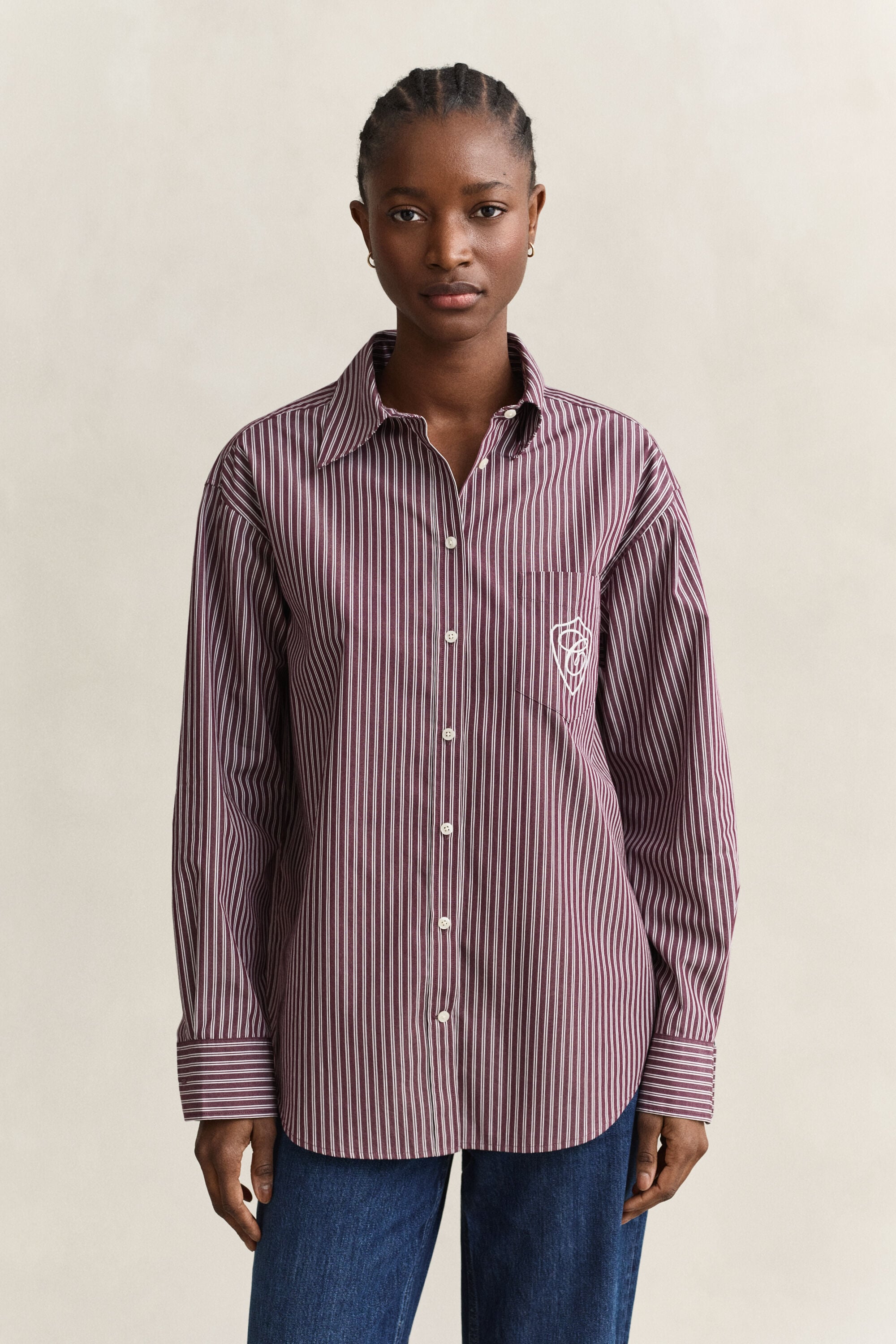 Camicia classica in popeline a righe relaxed fit