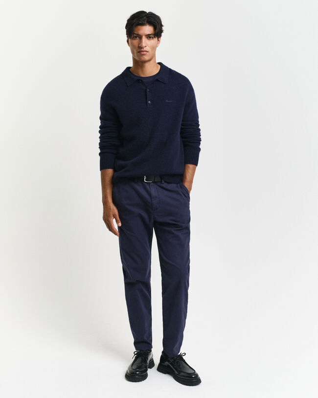 Regular Fit Canvas Chinohose mit schmal zulaufendem Bein