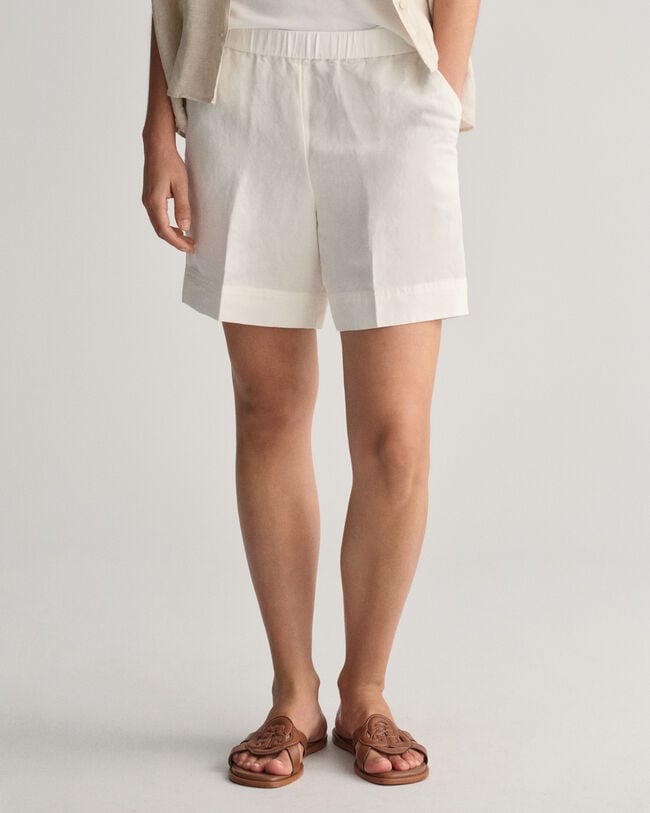 Relaxed Fit Leinenmix Pull-On Shorts