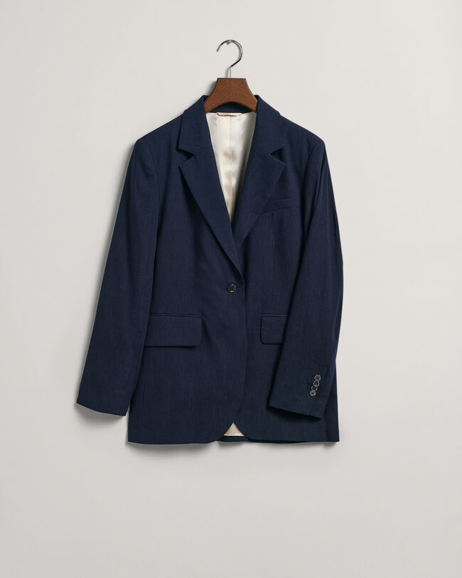 Regular Fit Stretch Leinen Blazer