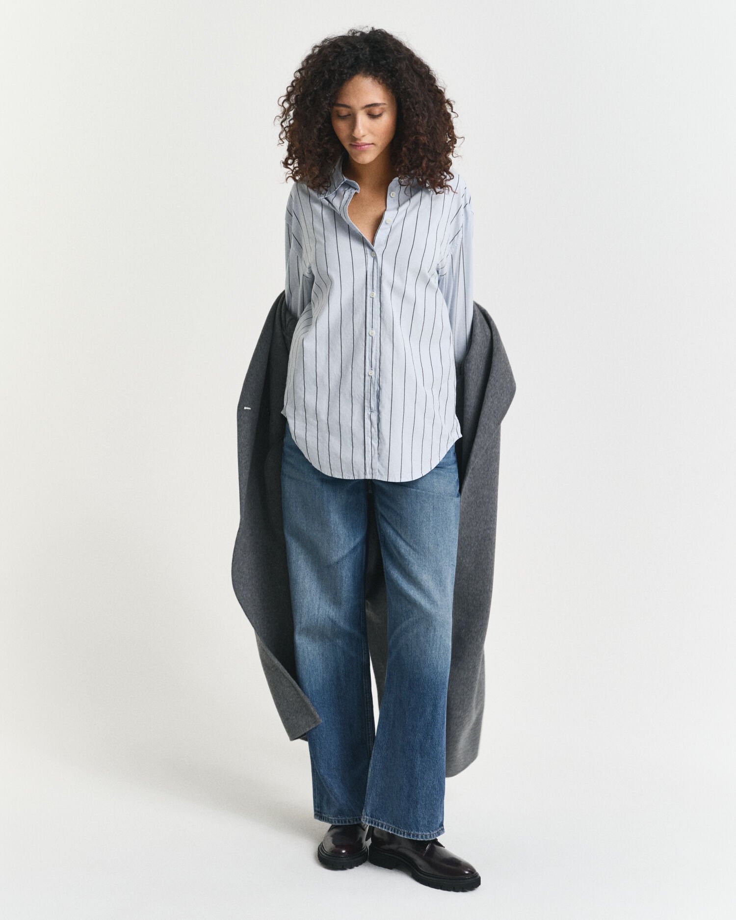 Chemise coupe décontractée en coton Oxford Luxury à rayures