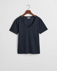 Leinen T-Shirt mit V-Ausschnitt