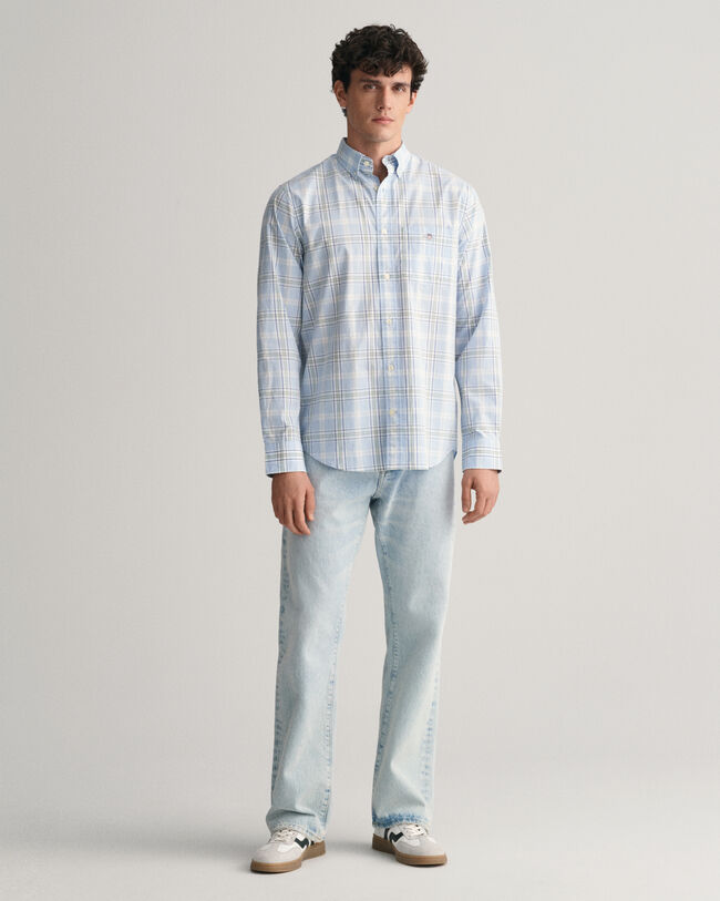 Regular Fit Popeline Karohemd