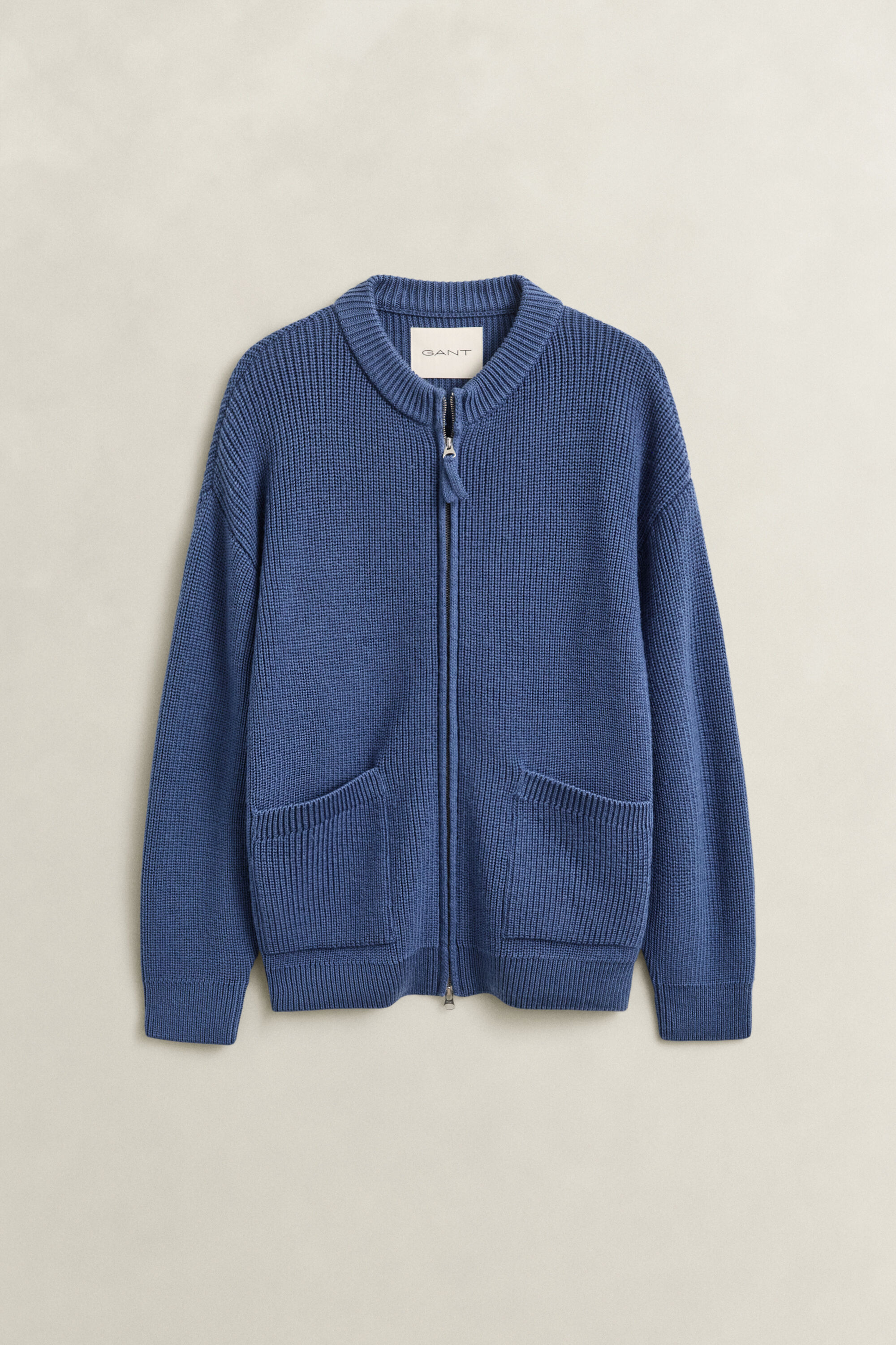 Ribbed Wool Zip Cardigan