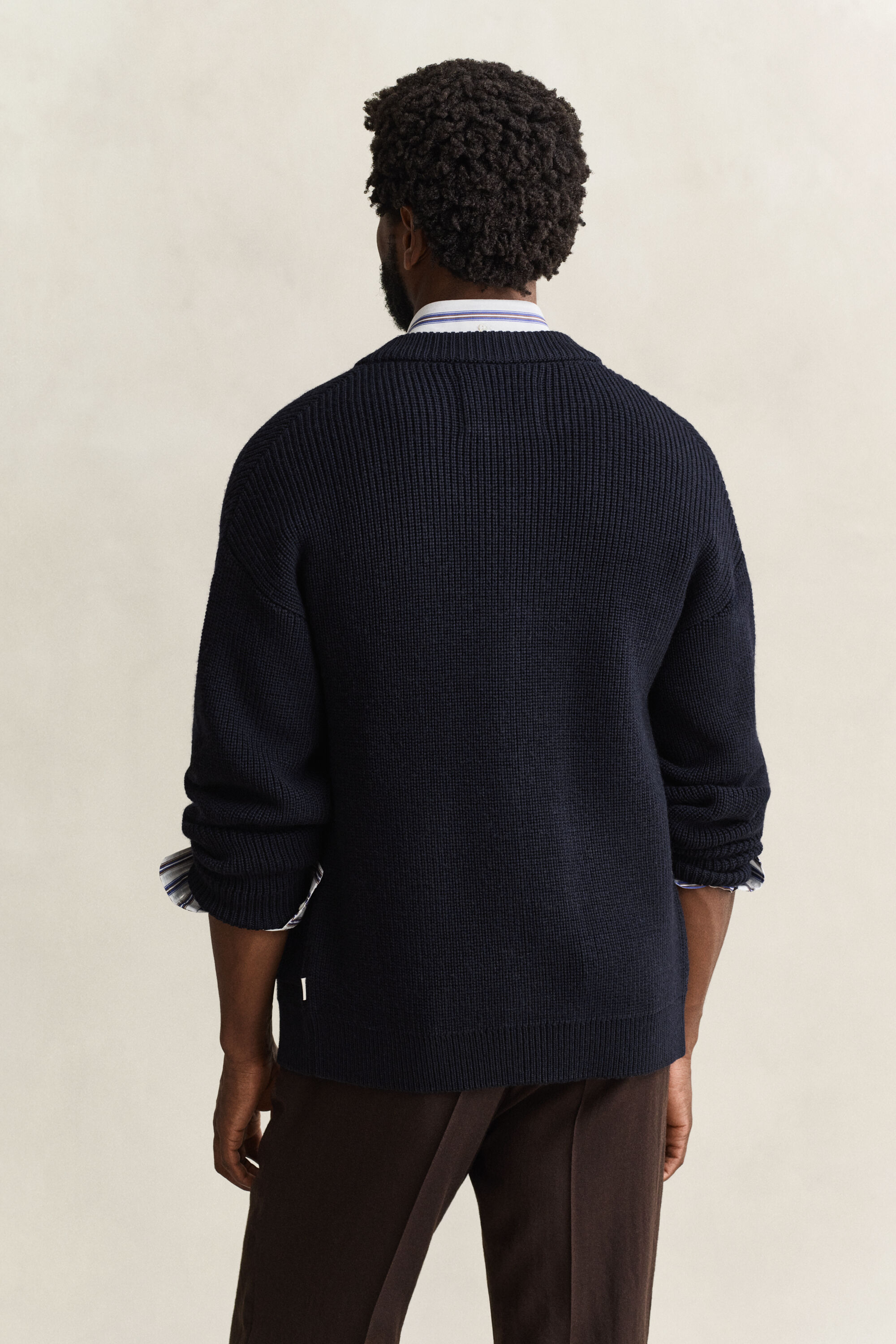 Ribbed Wool Zip Cardigan