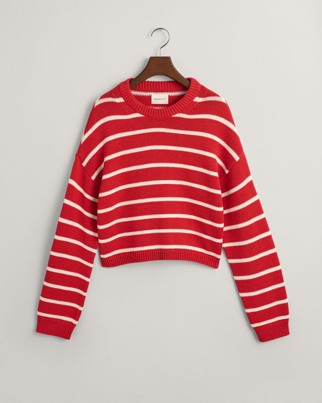 Rundhalspullover mit Streifen