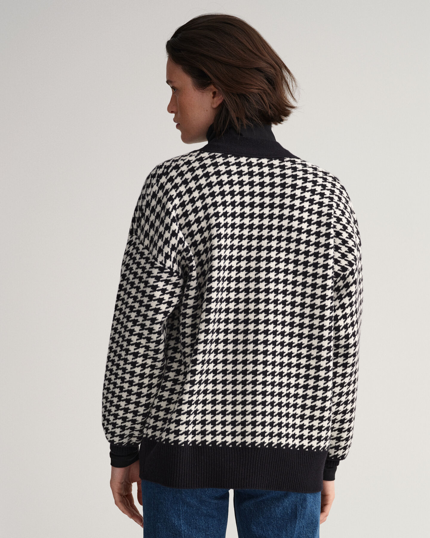 Houndstooth Oversized Strickjacke