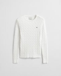 Zopfstrick Rundhalspullover aus Stretch-Baumwolle